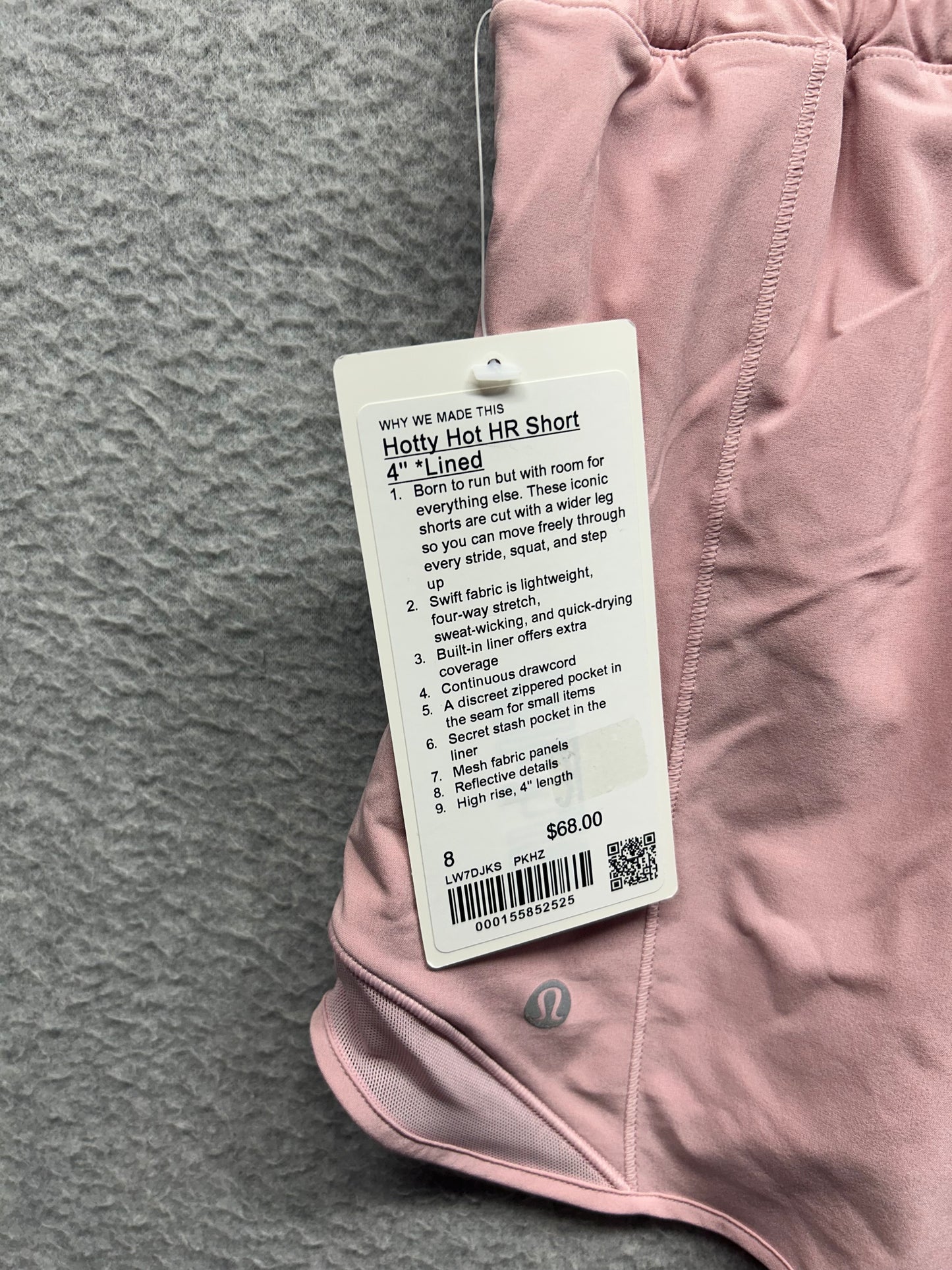 Lululemon Hotty Hot High-Rise Lined Short 4" Size 8 Pink Haze