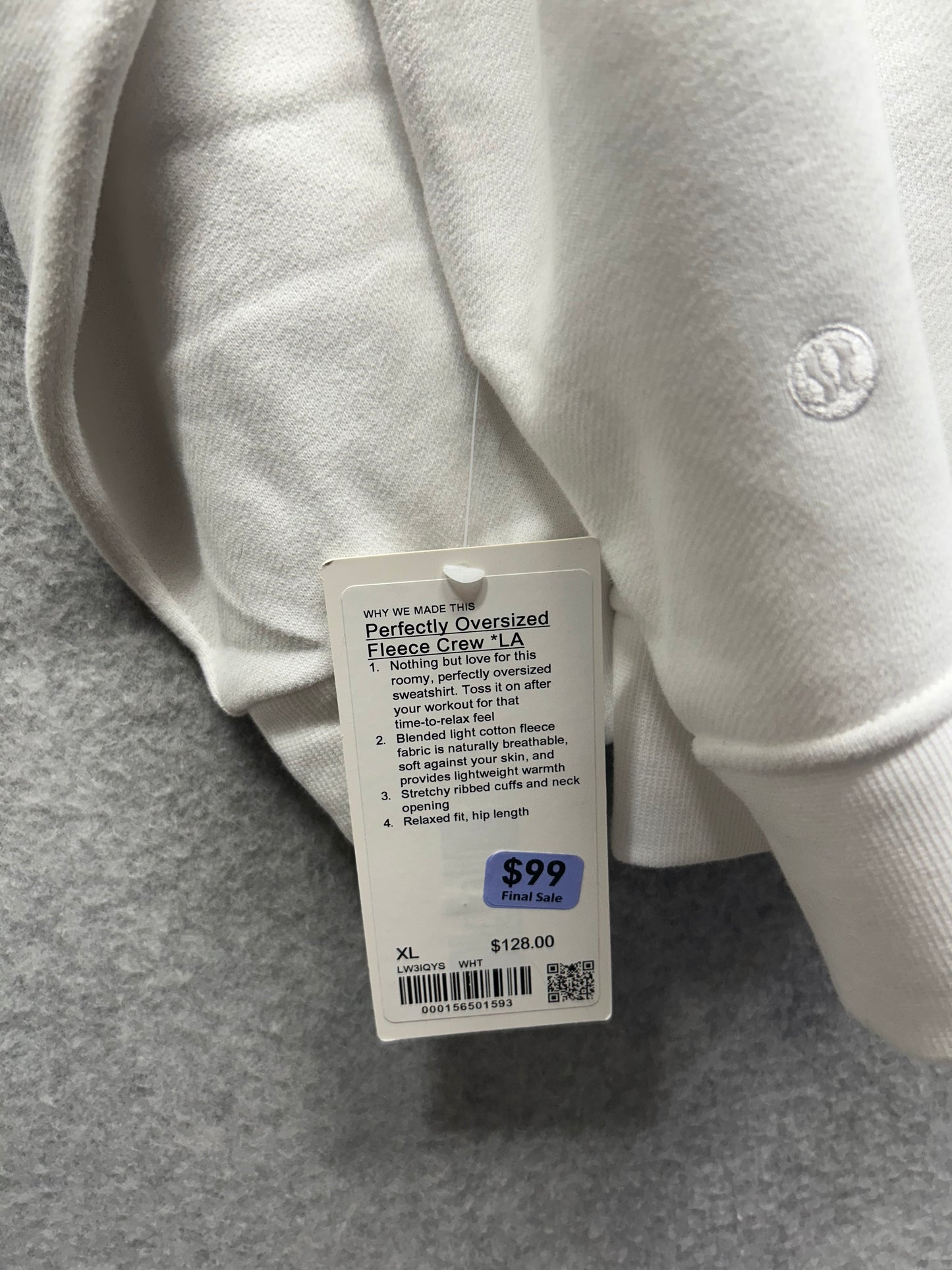 Lululemon Perfectly Oversized Crew LA Graphic White Size XL