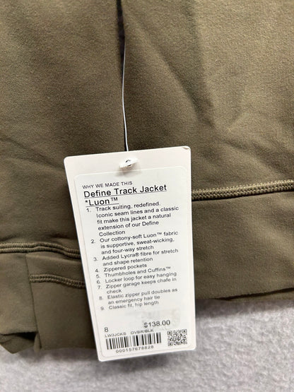 Lululemon Define Track Jacket Luon Size 8 Olive Brown / Black