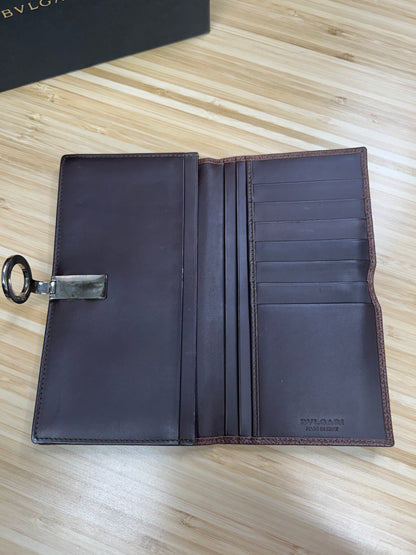 Bvlgari Leather Brown Long Wallet Clip