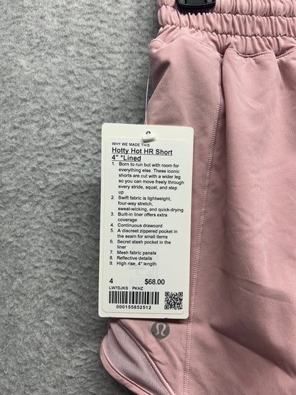 Lululemon Hotty Hot High-Rise Lined Short 4" Size 4 Pink Haze