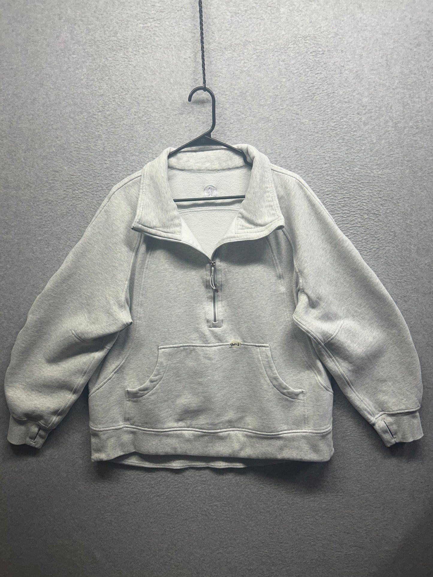 FLAWED Lululemon Scuba Oversized Funnel-Neck Half Zip Long Size XL/XXL Heathered Core Ultra Light Grey