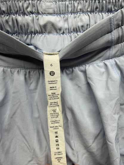 Lululemon Hotty Hot Short Long 4" Size 6 Blue Linen