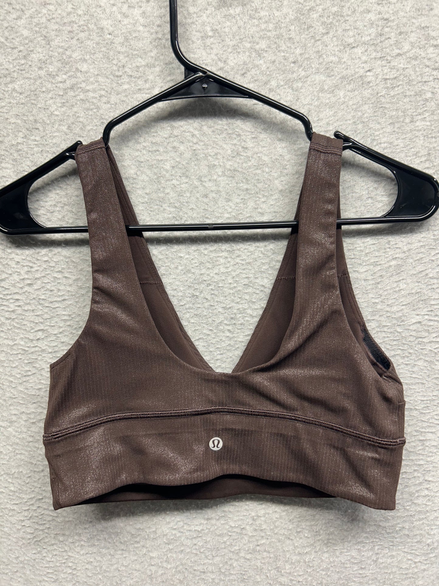 Lululemon Align Ribbed V-Neck Bra Shine Size 10 (Square) Espresso