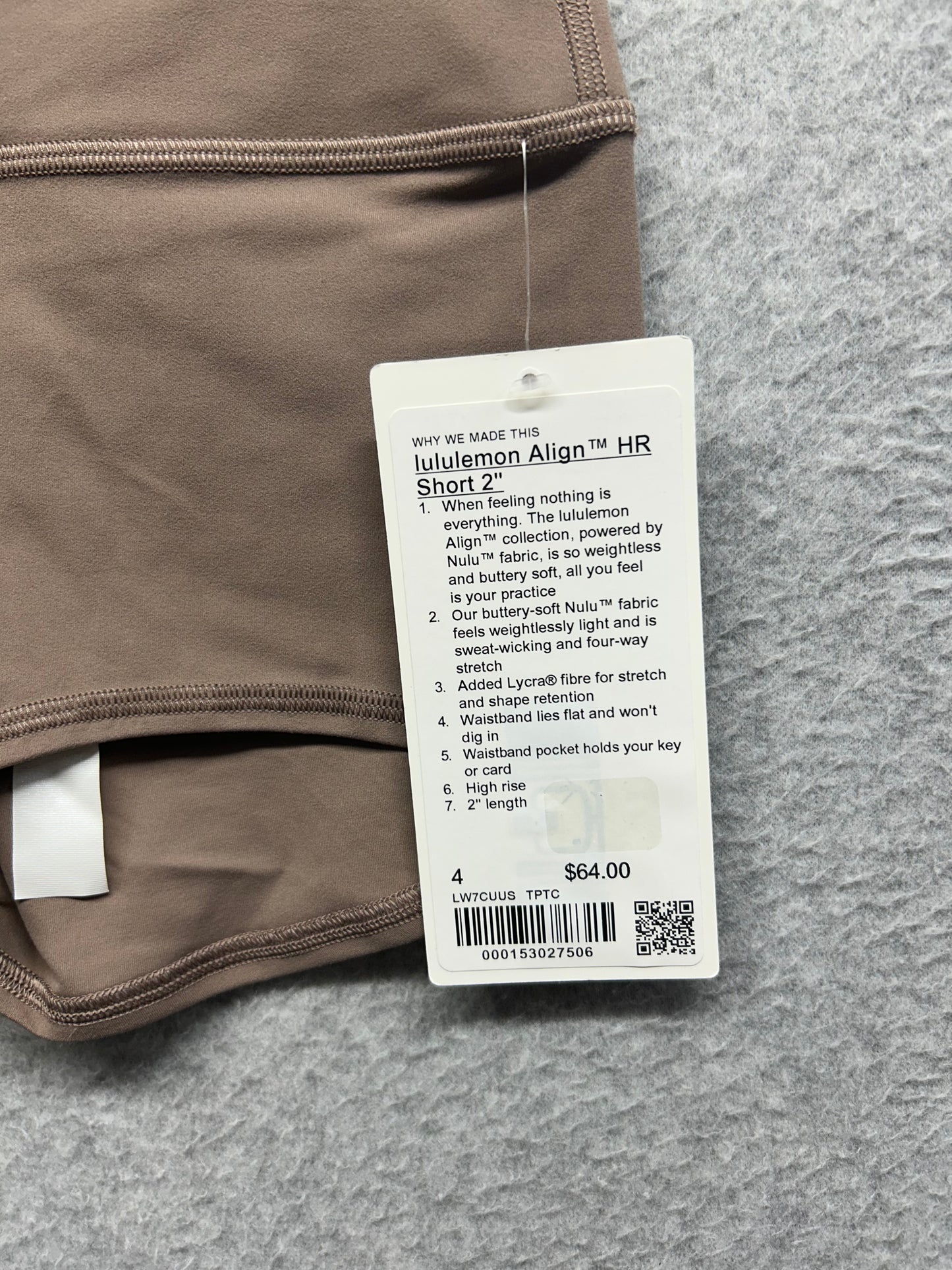 Lululemon Align High-Rise Short 2" Size 4 Taupetastic