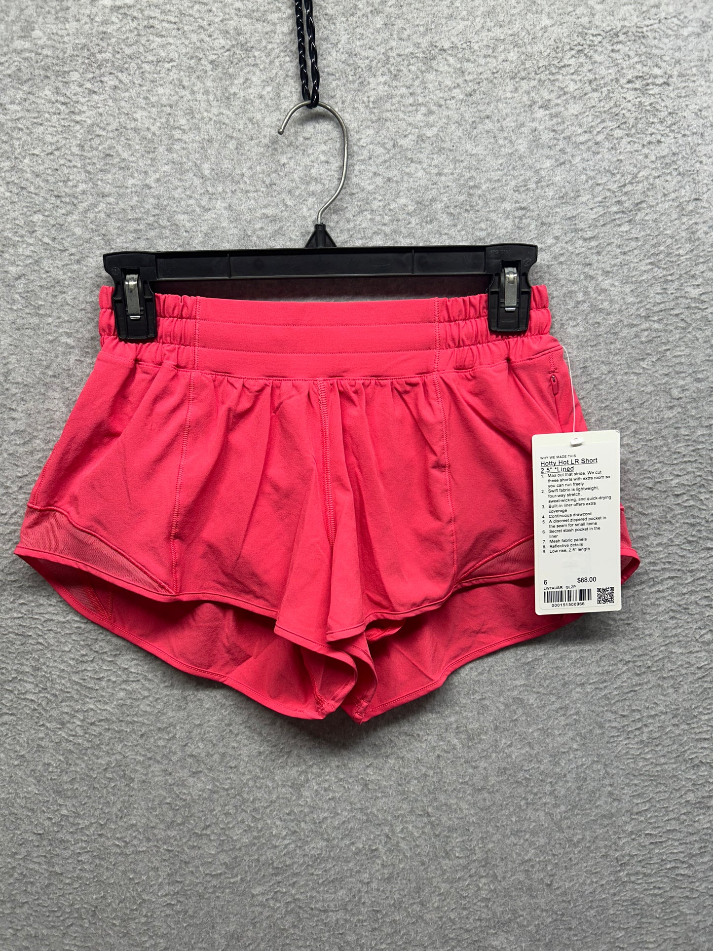 Lululemon Hotty Hot Low-Rise Lined Short 2.5" Size 6 Glaze Pink