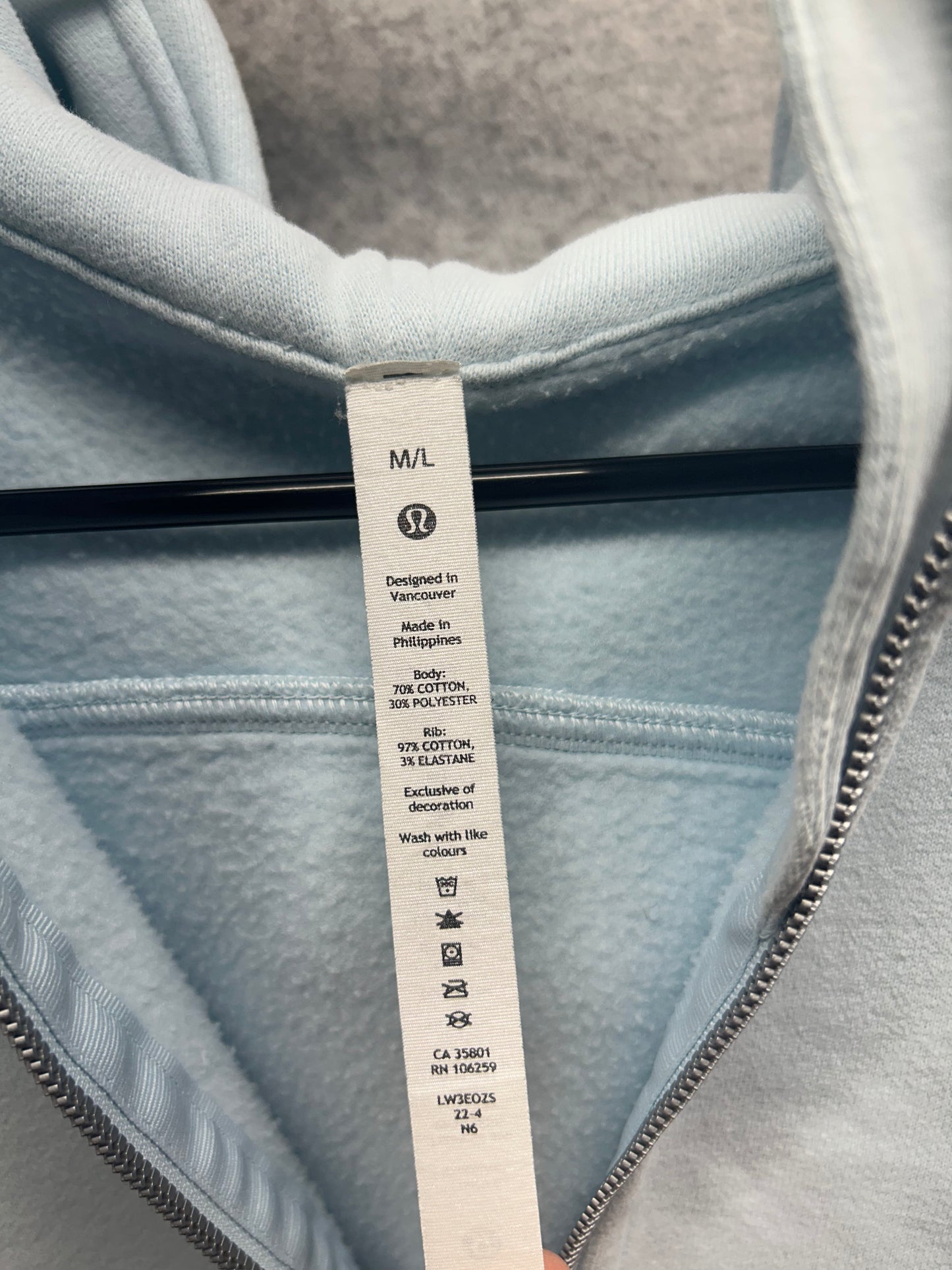 Lululemon Scuba Oversized Full Zip Hoodie Suze M/L Powder Blue