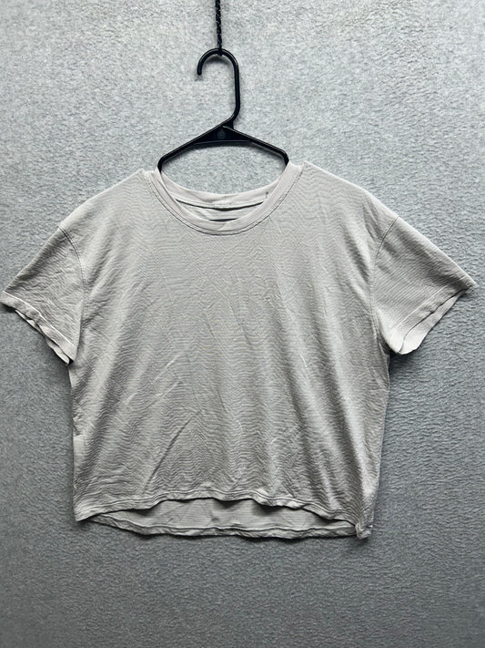 Lululemon Textured Knit Short Sleeve Shirt Size 12/14 White | Bone