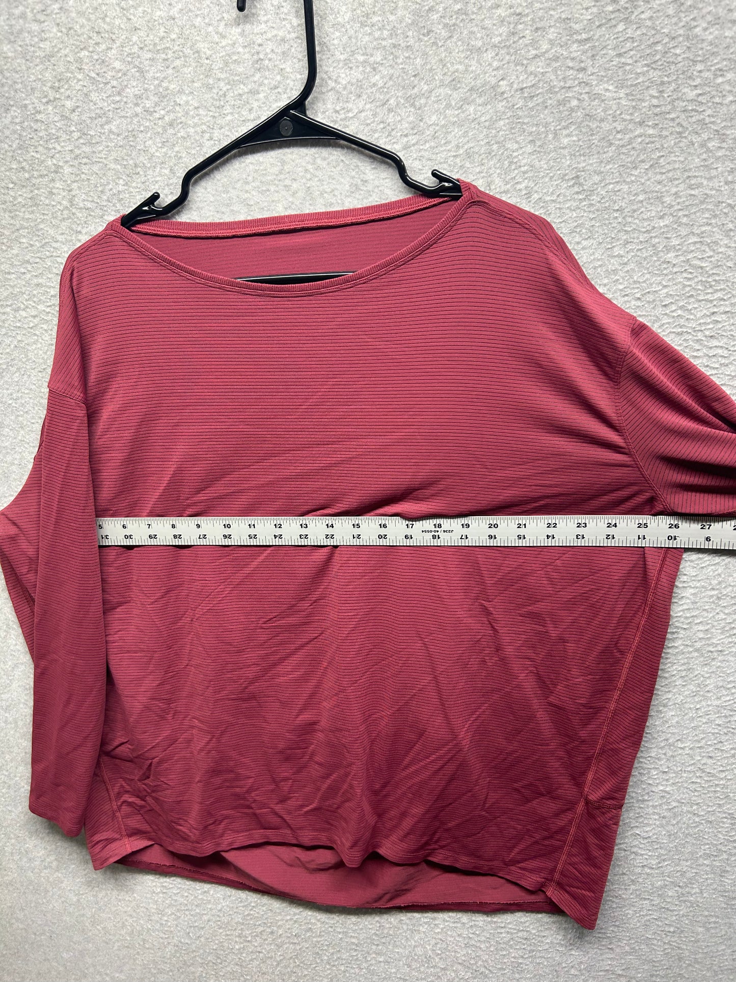 Lululemon Back in Action Long Sleeve Size 10 Shirt Shine Stripe Mulled Wine Metallic