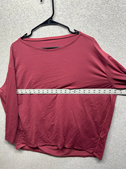 Lululemon Back in Action Long Sleeve Size 10 Shirt Shine Stripe Mulled Wine Metallic