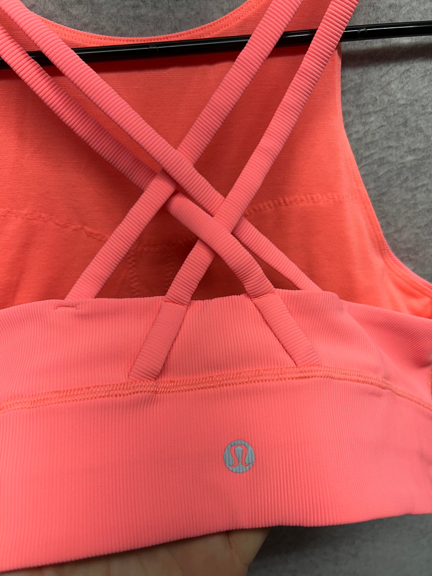 Lululemon Energy Bra High Neck Long Line Rib Size 8 Sunset