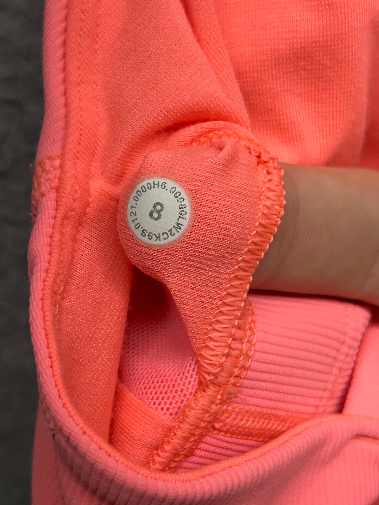 Lululemon Energy Bra High Neck Long Line Rib Size 8 Sunset