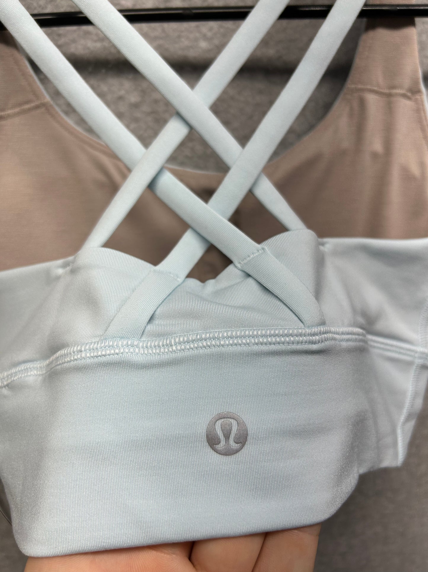 Lululemon Energy Longline Bra Size 4 Powder Blue (Square Dot)