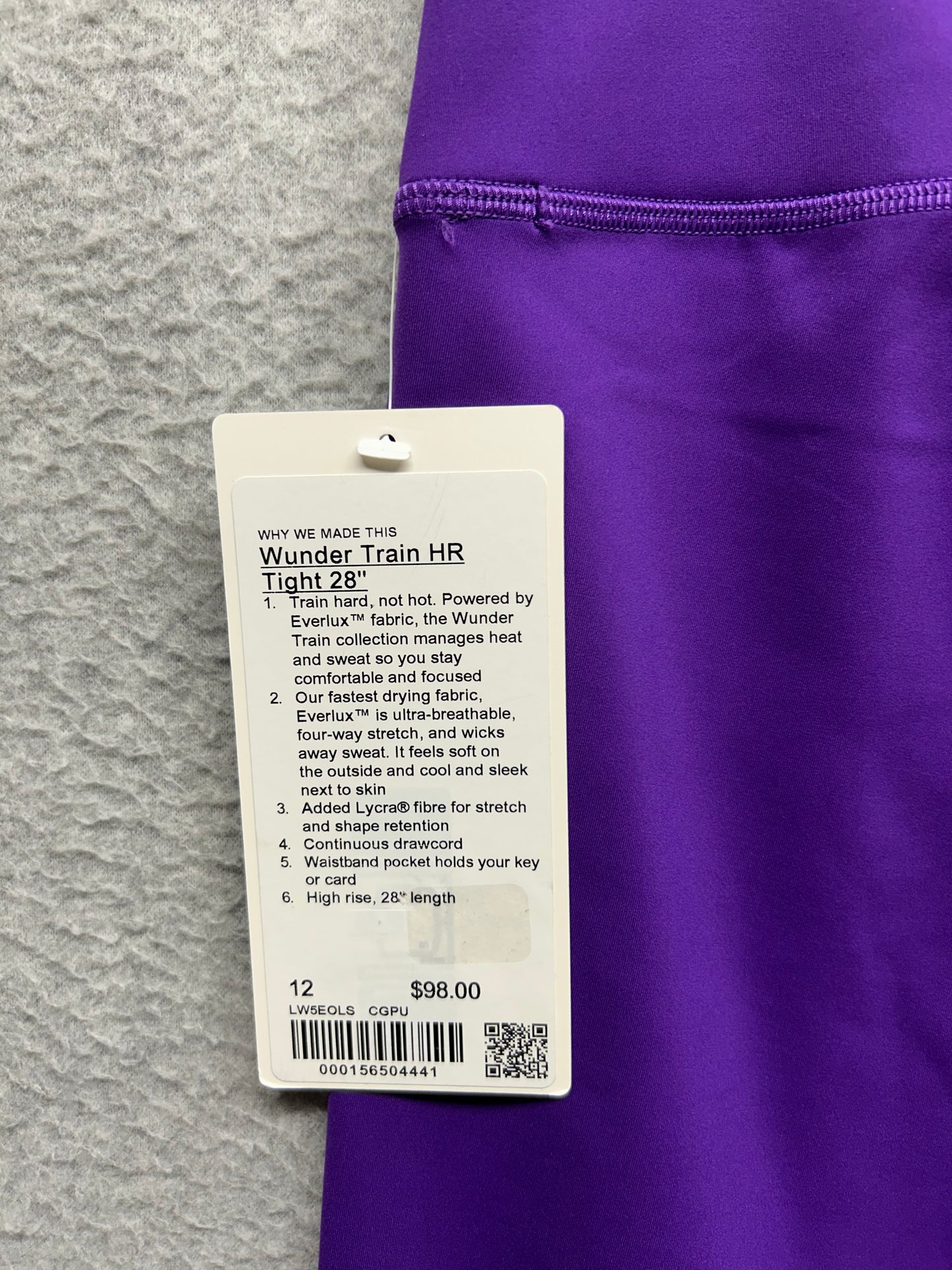 Lululemon Wunder Train High-Rise Tight 28" Size 12 College Purple