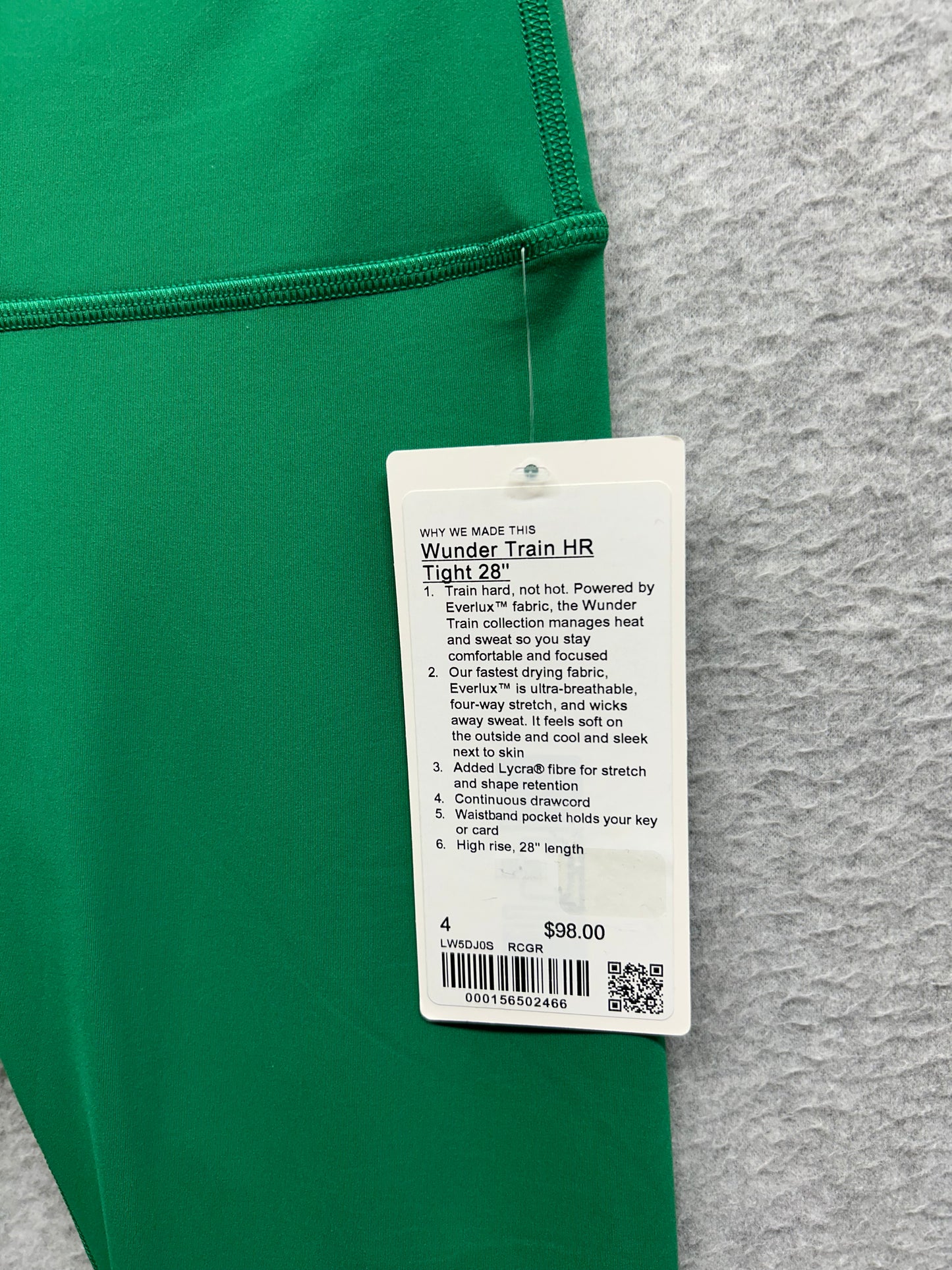 Lululemon Wunder Train High-Rise Tight 28" Size 4 Raceway Green