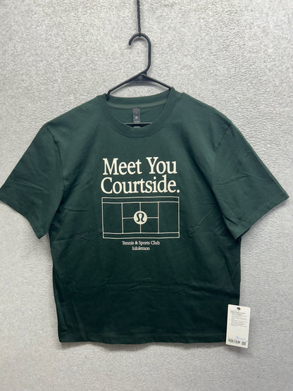 Lululemon Heavyweight Cotton T-Shirt Meet Your Courtside Size Large Rainforest Green