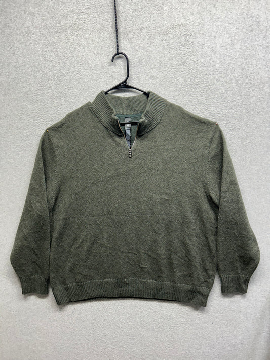 Lululemon Relaxed-Fit Half-Zip Wool Blend Knit Sweater Size 2XL Dark Olive