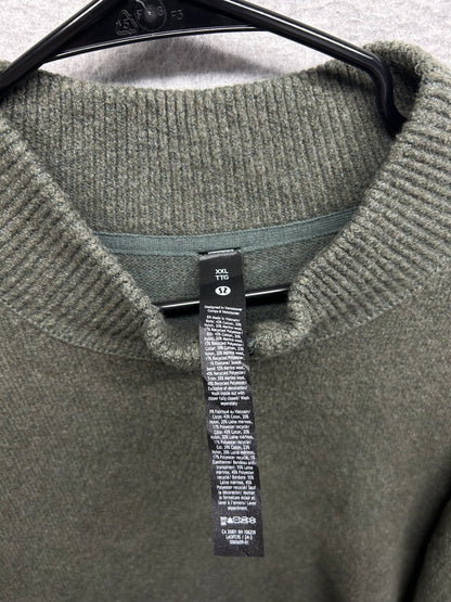Lululemon Relaxed-Fit Half-Zip Wool Blend Knit Sweater Size 2XL Dark Olive
