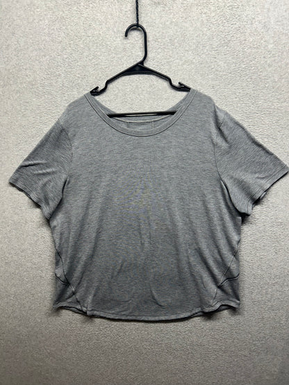 Lululemon Long Distance Short Sleeve Size 12-16 Heathered Gray