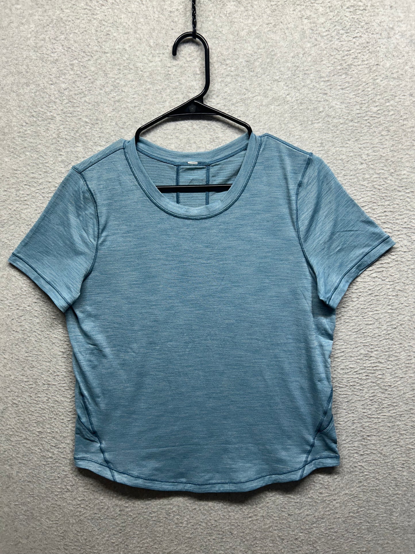 Lululemon Long Distance Short Sleeve Size 10-12 Heathered Seascape