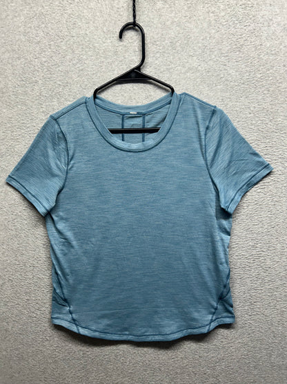 Lululemon Long Distance Short Sleeve Size 10-12 Heathered Seascape