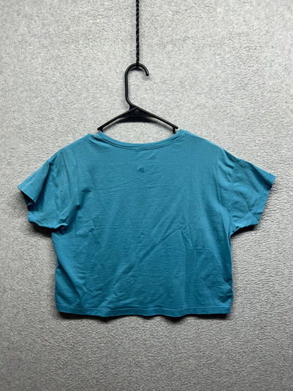 Lululemon All Yours Organic Cotton Cropped T-Shirt Size 10-12 Blue