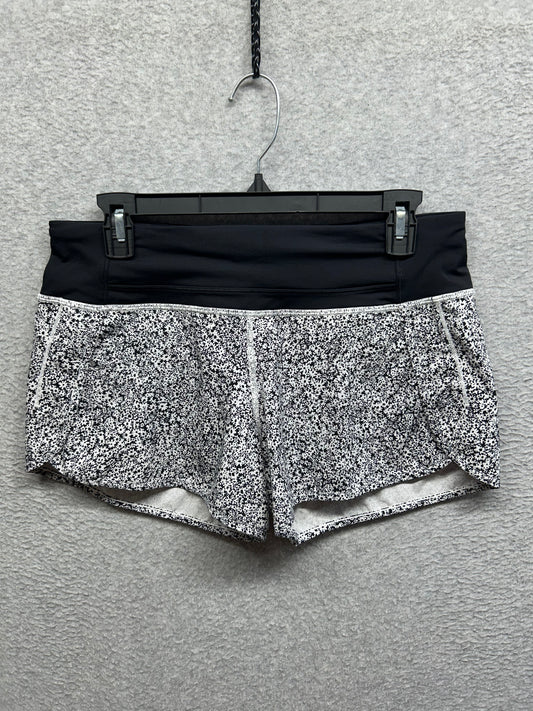 Lululemon Run Times Short 4" Size 6 Ditsy Daisy White Black
