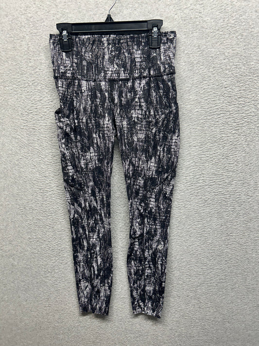 Lululemon Fast and Free High-Rise Tight 25" Size 4 Lino Slide Alpine White Black