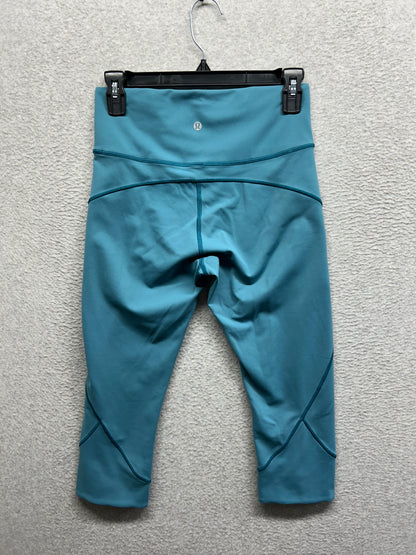 Lululemon In Movement Crop Everlux 19" Size 8 Pacific Teal