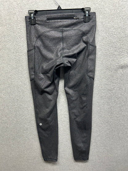 Lululemon Speed Up Tight Luxtreme 28" Size 6 Luminosity Foil Print Black Silver