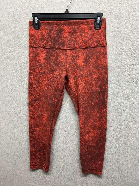 Lululemon Wunder Train High-Rise Crop 23" Size 8 Denim Wash Print Autumn Red Black