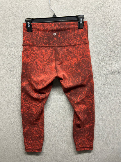 Lululemon Wunder Train High-Rise Crop 23" Size 8 Denim Wash Print Autumn Red Black
