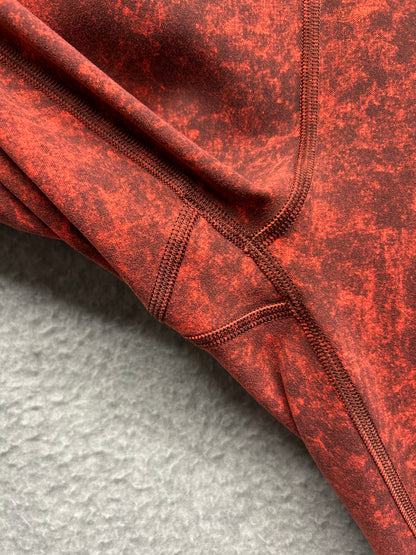 Lululemon Wunder Train High-Rise Crop 23" Size 8 Denim Wash Print Autumn Red Black