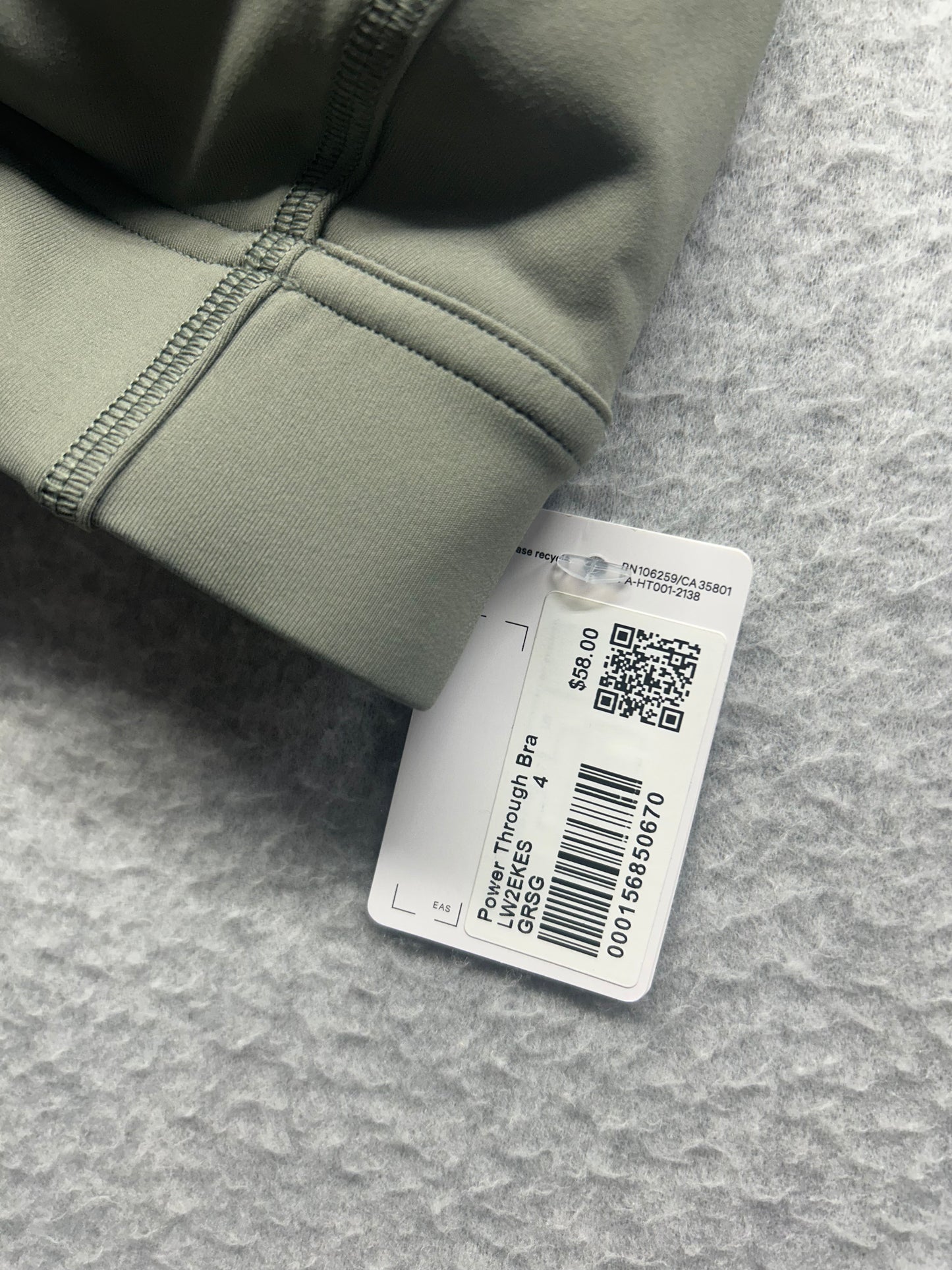 Lululemon Power Through Bra Size 4 Green Grey Sage