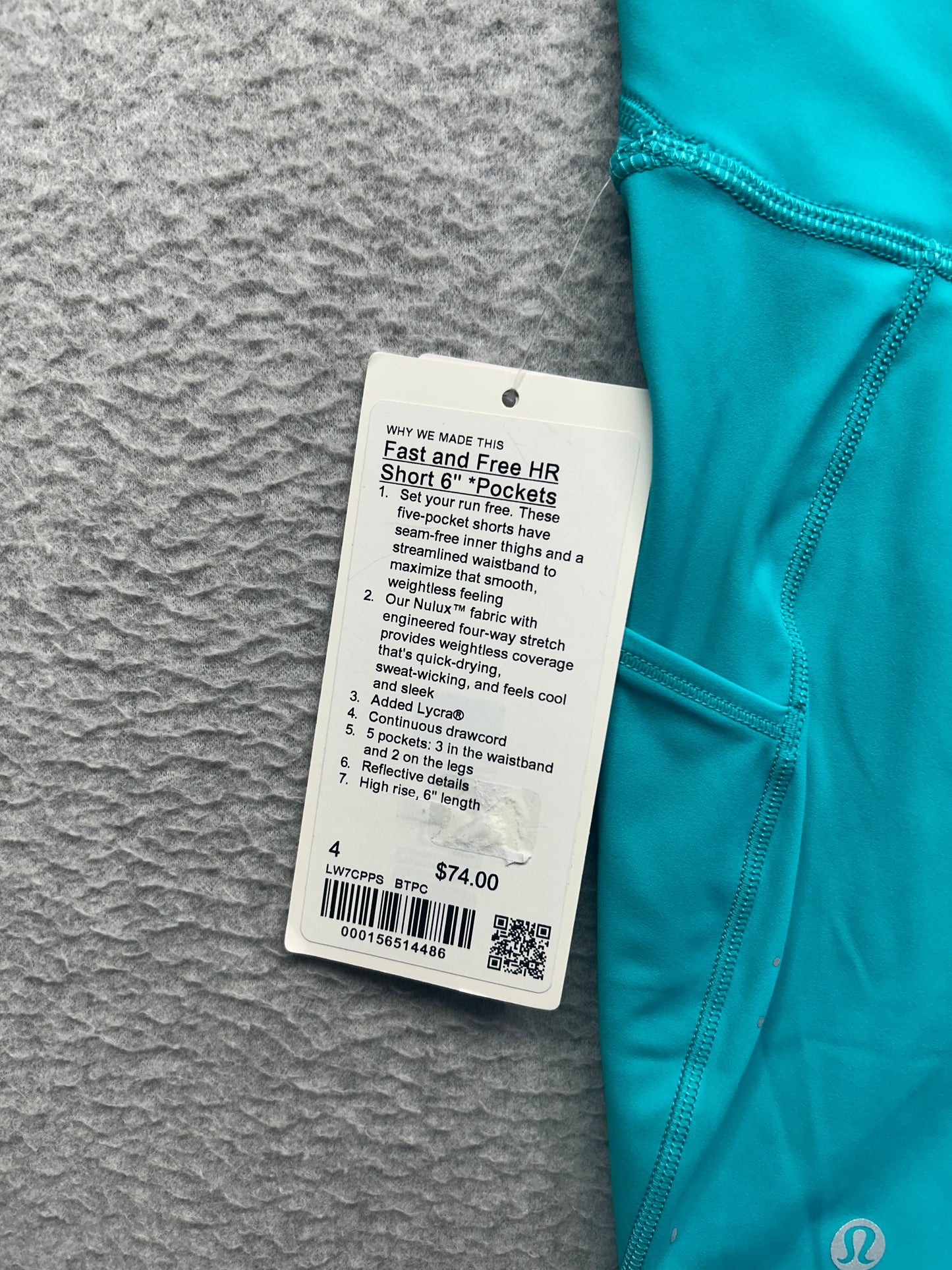 Lululemon Fast and Free High-Rise Short 6" 5 Pocket Size 4 Tropics Tone