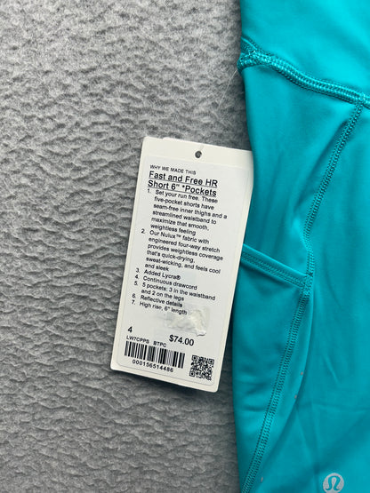Lululemon Fast and Free High-Rise Short 6" 5 Pocket Size 4 Tropics Tone