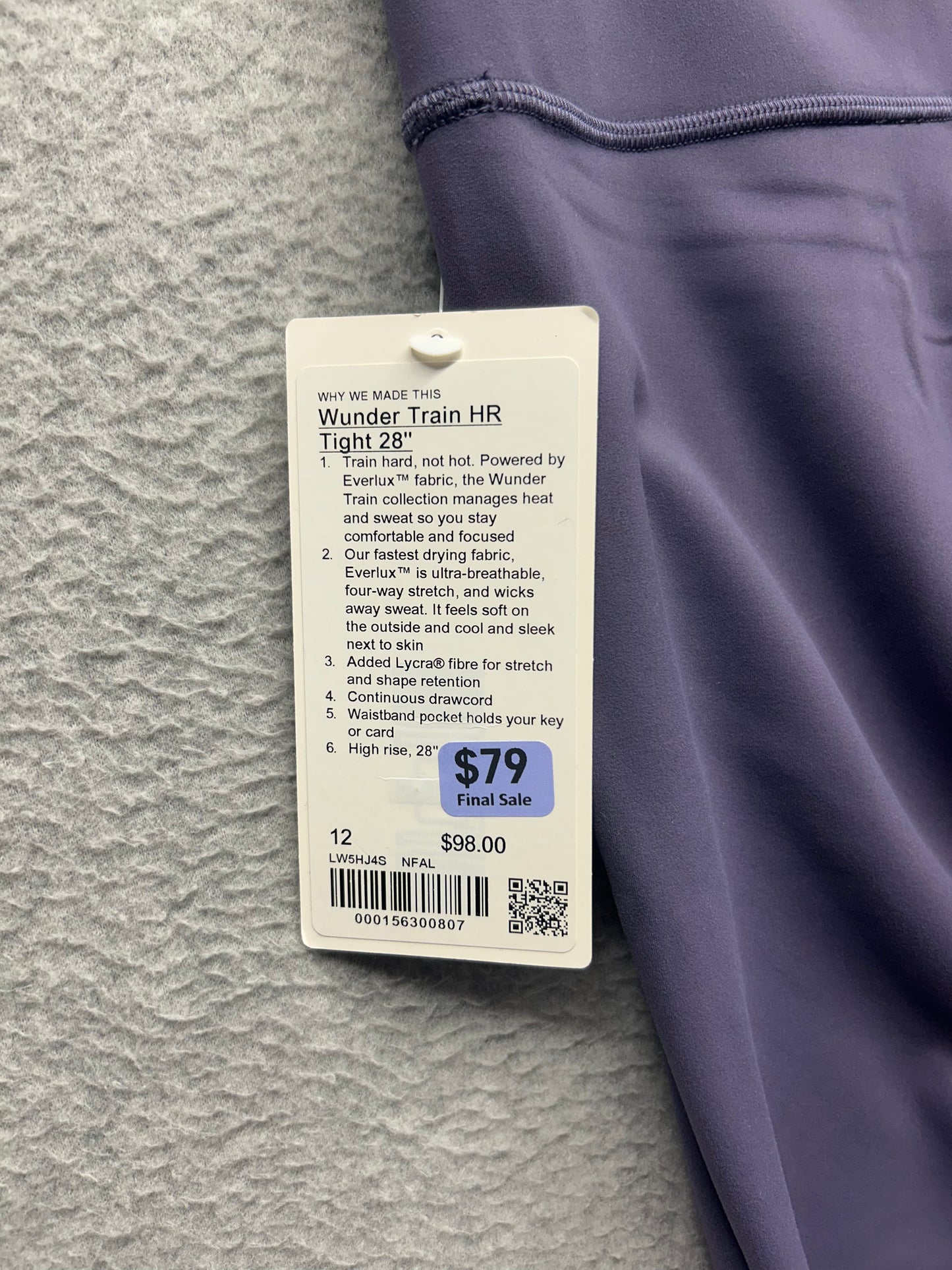 Lululemon Wunder Train High-Rise Tight 28" Size 12 Nightfall