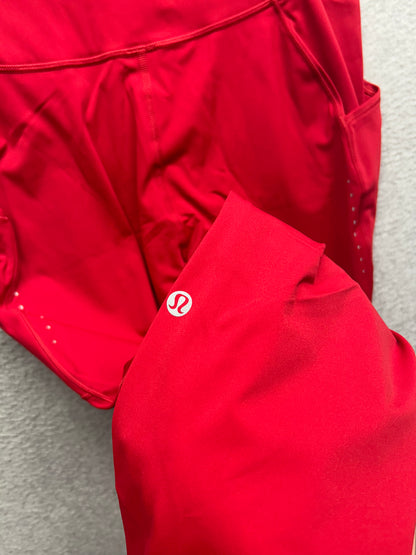 Lululemon Fast & Free 7/8 Tight II Nulux 25" Size 12 Dark Red