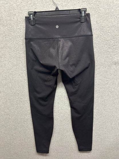 Lululemon Wunder Under High-Rise Tight Foil 28" Size 8 Luminosity Foil Print Black Black
