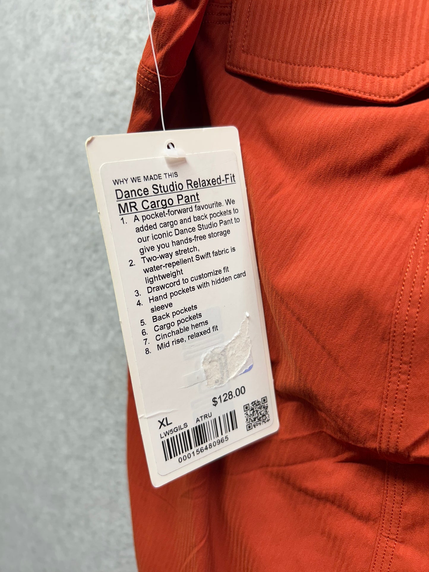 Lululemon Dance Studio Relaxed-Fit Mid-Rise Cargo Pant Size XL Autumn Rust