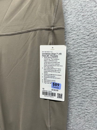 Lululemon Align High-Rise Pant with Pockets 28" Warm Ash Grey Size 10
