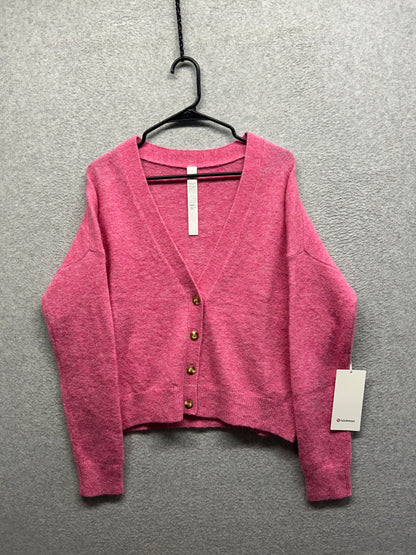 Lululemon Womens Alpaca Wool-Blend Cardigan Sweater Size Medium Pink
