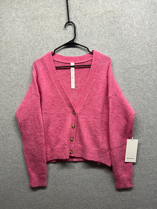 Lululemon Womens Alpaca Wool-Blend Cardigan Sweater Size Medium Pink