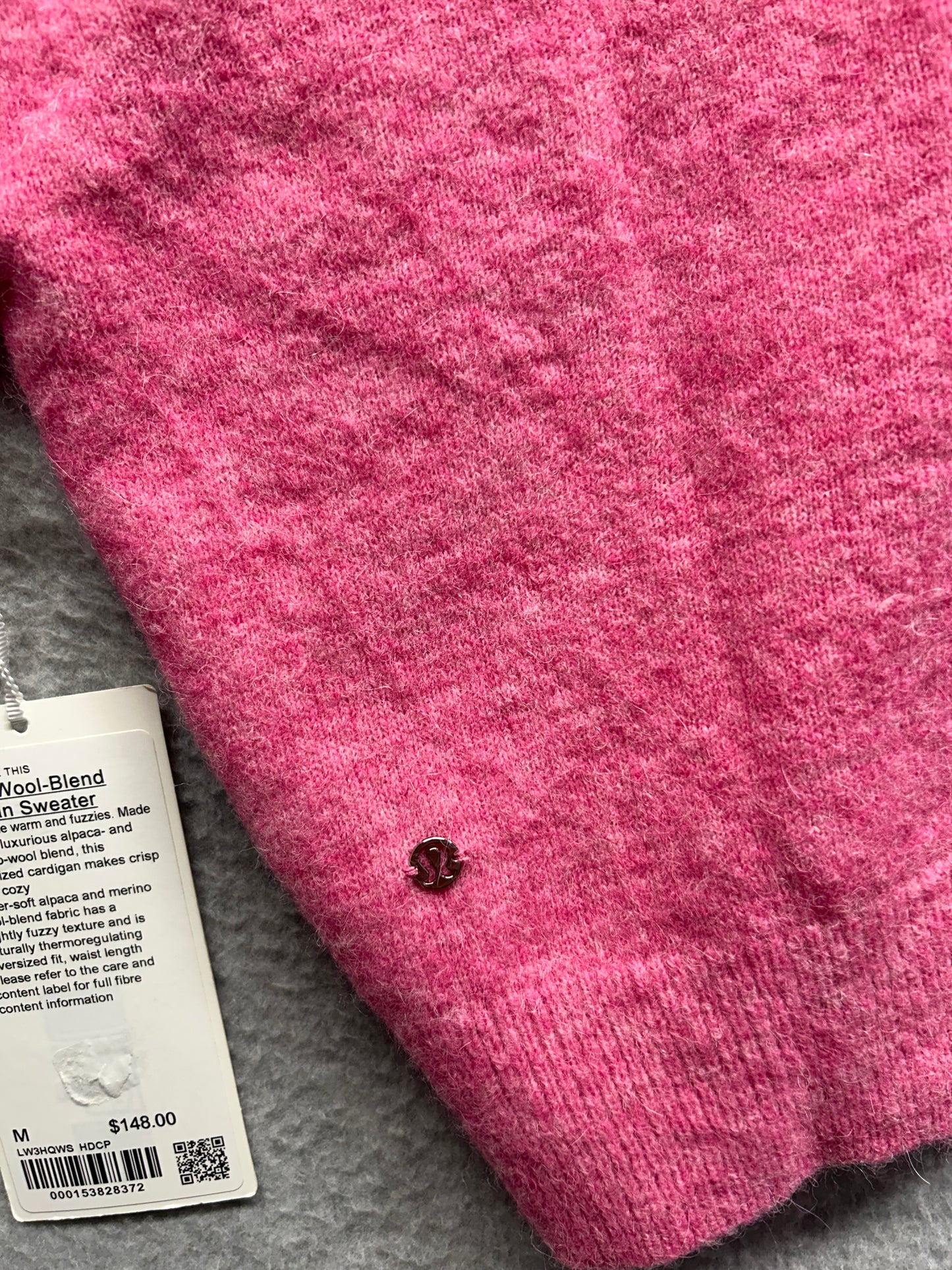 Lululemon Womens Alpaca Wool-Blend Cardigan Sweater Size Medium Pink