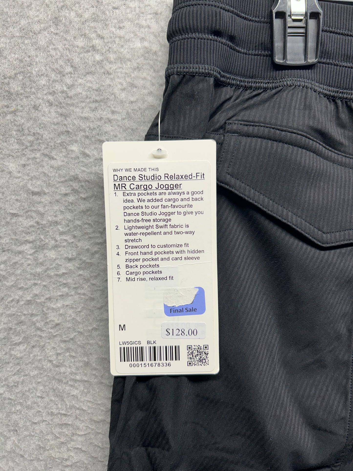 Lululemon Dance Studio Relaxed-Fit Mid-Rise Cargo Jogger Size Medium M Black