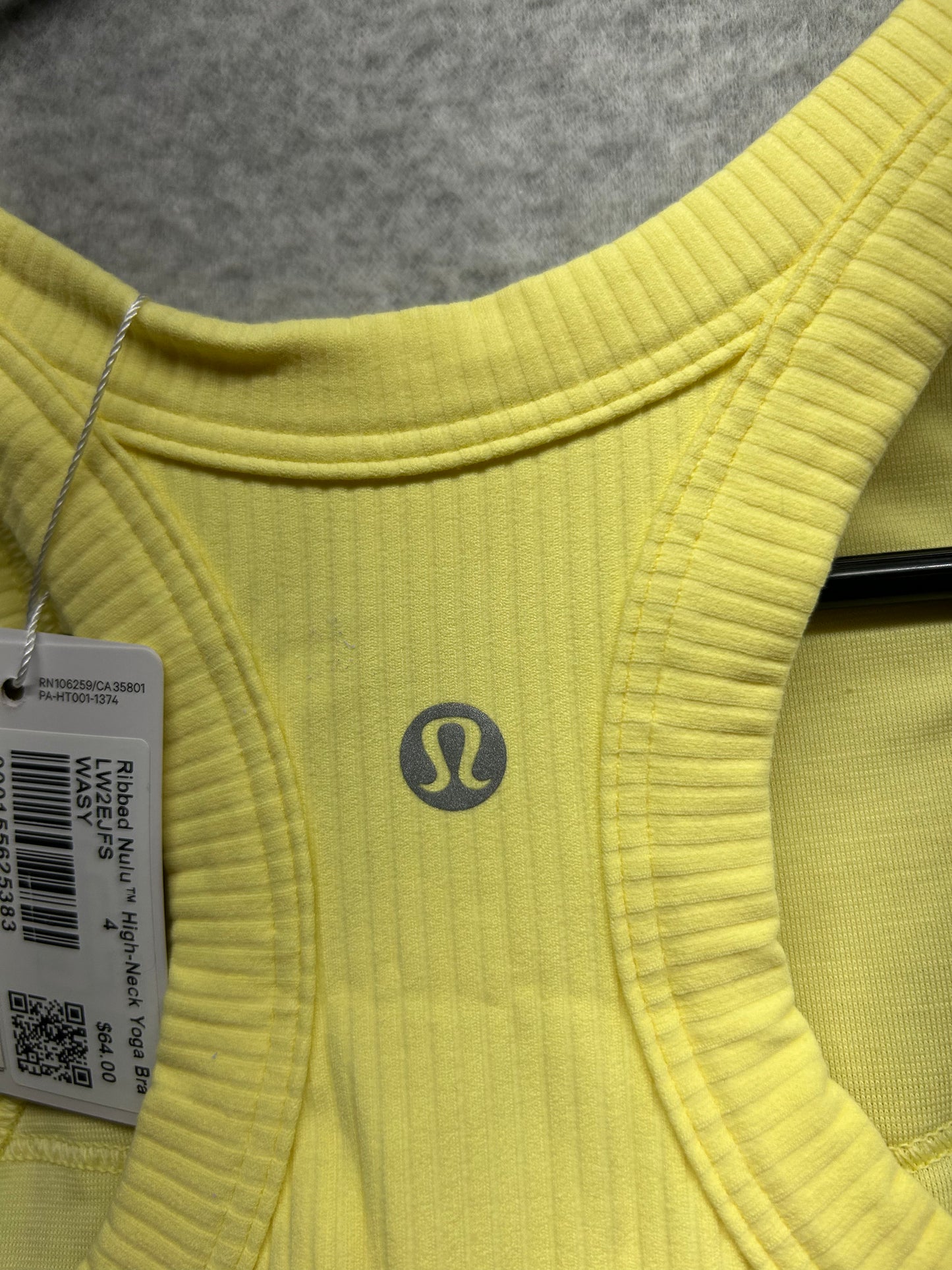 Lululemon Ribbed Nulu High-Neck Yoga Bra B/C Cup Size 4 Washed Yellow
