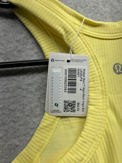 Lululemon Ribbed Nulu High-Neck Yoga Bra B/C Cup Size 4 Washed Yellow