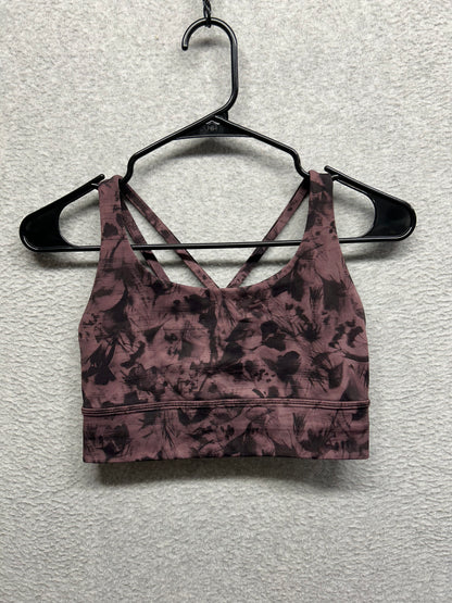 Lululemon Energy Bra Long Line Size 6 Mini Dusk Floral Antique Bark Black