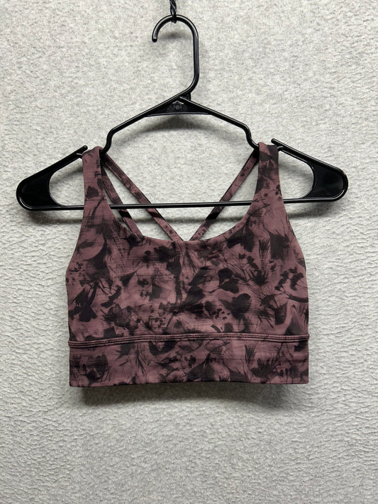 Lululemon Energy Bra Long Line Size 6 Mini Dusk Floral Antique Bark Black