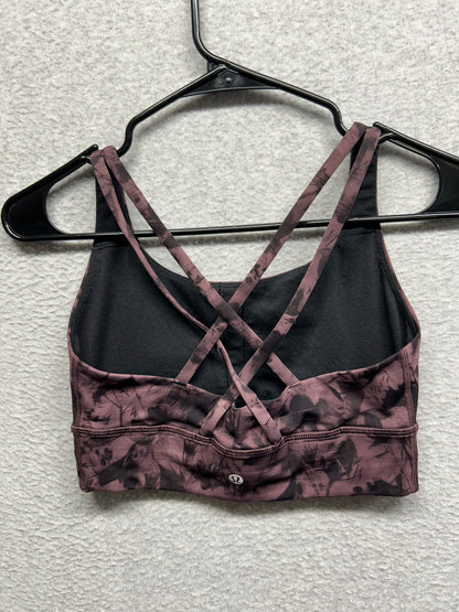Lululemon Energy Bra Long Line Size 6 Mini Dusk Floral Antique Bark Black